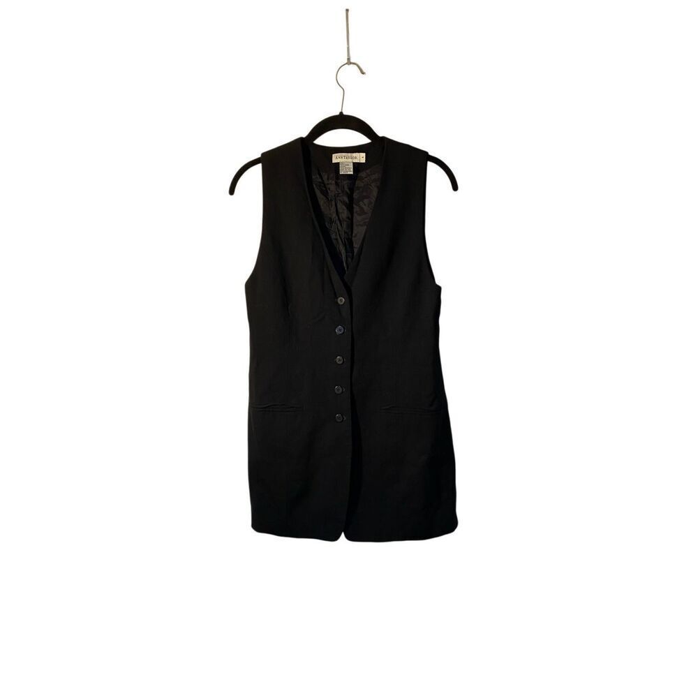Ann Taylor women’s black long line 100% wool vest 4